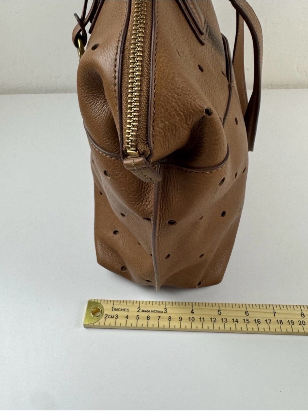 Fossil Julia Hobo Perforated Leather Tote Bag in Brown - Picture 8 of 16